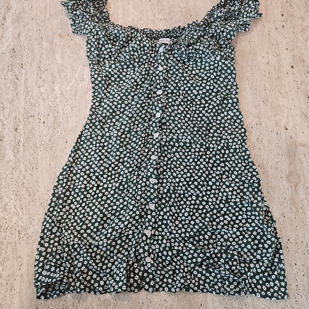 With Jean Isabelle Dress in Floral Green, Size L - Picture 8 of 8